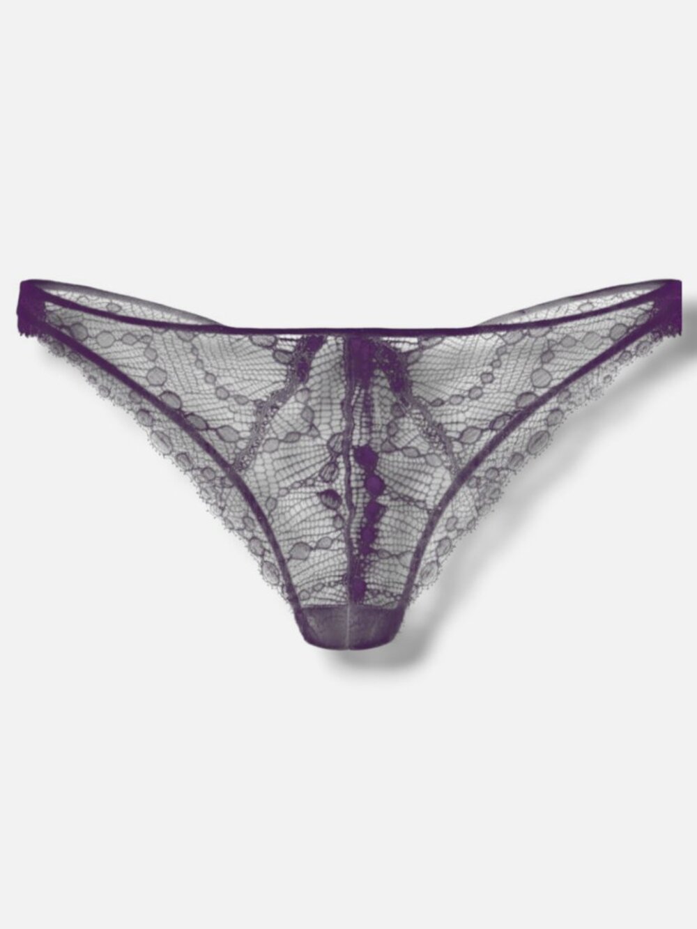 Kiki De Montparnasse Women's Purple Sheer Lace Mon Cheri Thong Panties Size S
